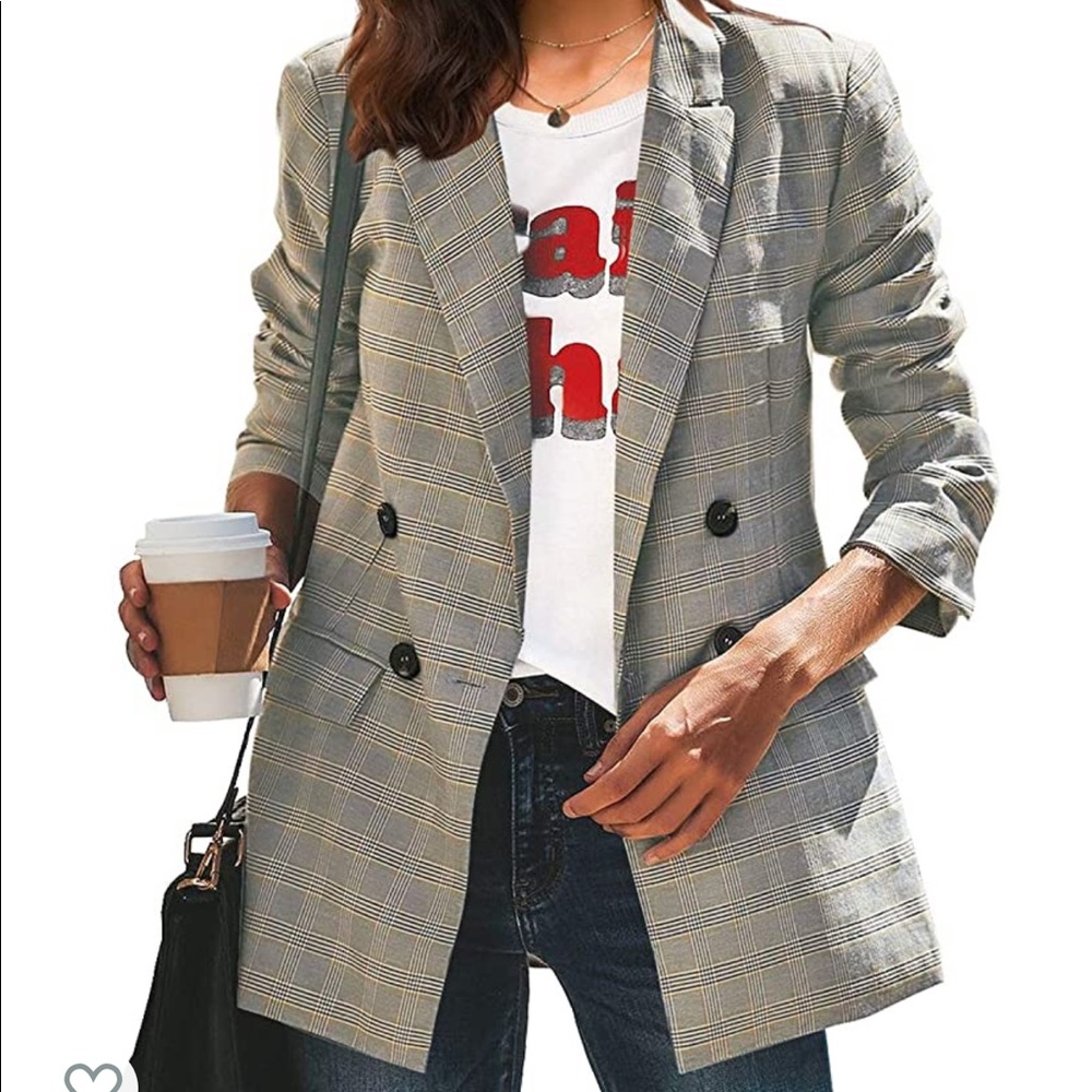 Oversized plaid blazer